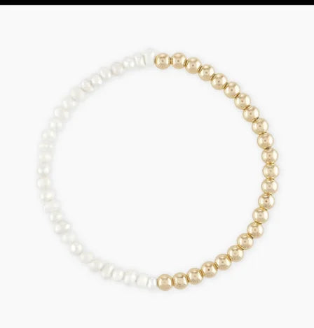 Beadsnice 14K Gold Filled Half Gold Half Pearl Beaded Bracelet Trendy Ball Shape for Anniversaries or Other Special Occasions