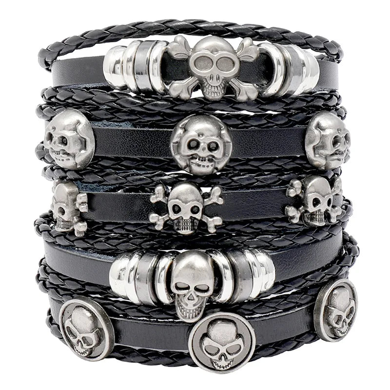 Handmade Beaded Leather Bracelet Sets for Men and Women Personality Fashion Charm Bracelets