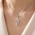 Wholesale Charm Pendants Rhodium Plated Cubic Zirconia Christian Cross God Retro 925 Sterling Silver Fine Jewelry