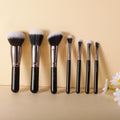 Oem Custom 7pcs Mini Travel Luxury Face Eye Soft Dense Synthetic Hair Wood Handle Cosmetic Makeup Brushes Set for Concealer