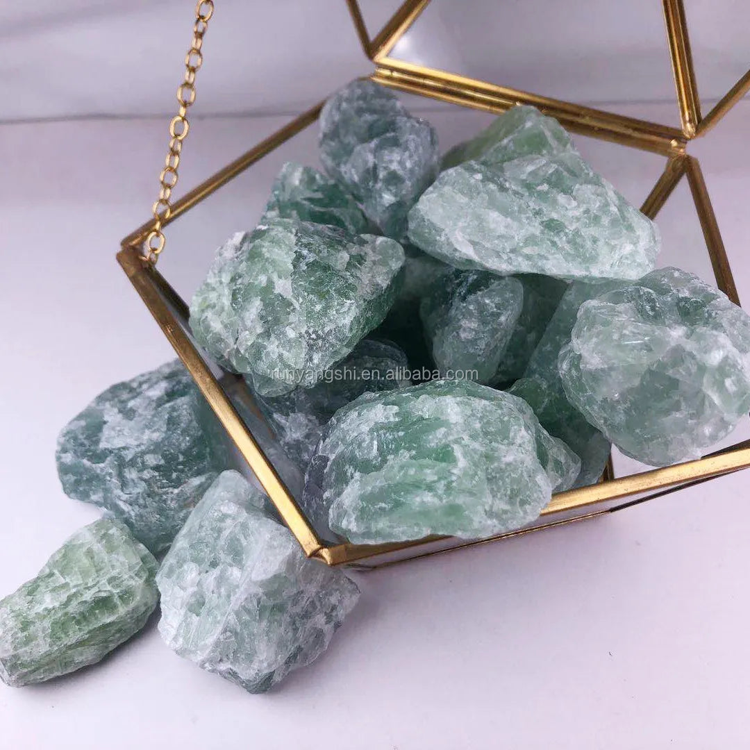 Wholesale Natural Raw Rough Roller Crystal Bulk Green Fluorite Crystal Tumbled Stones