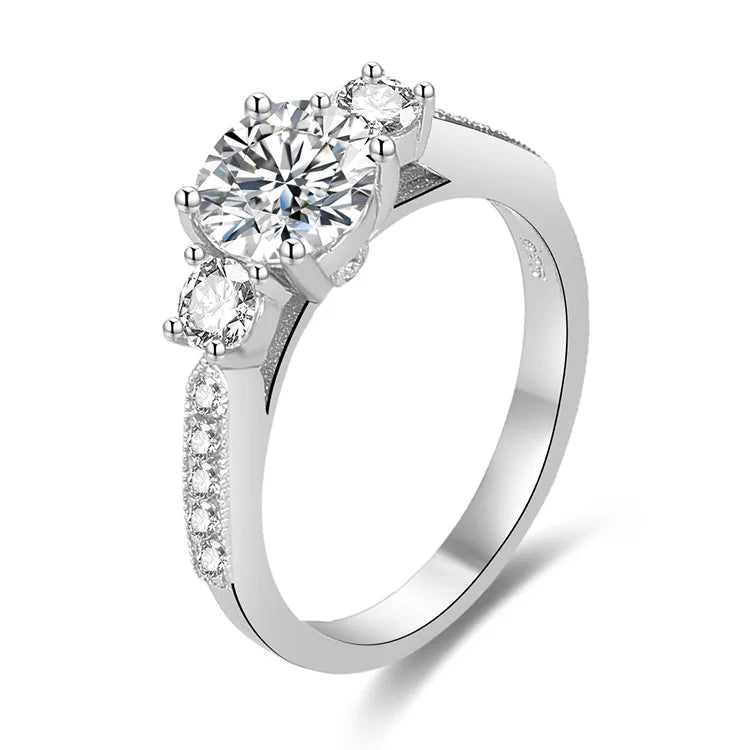 925 Sterling Silver Bridal Ring Round CZ Engagement Promise Rings