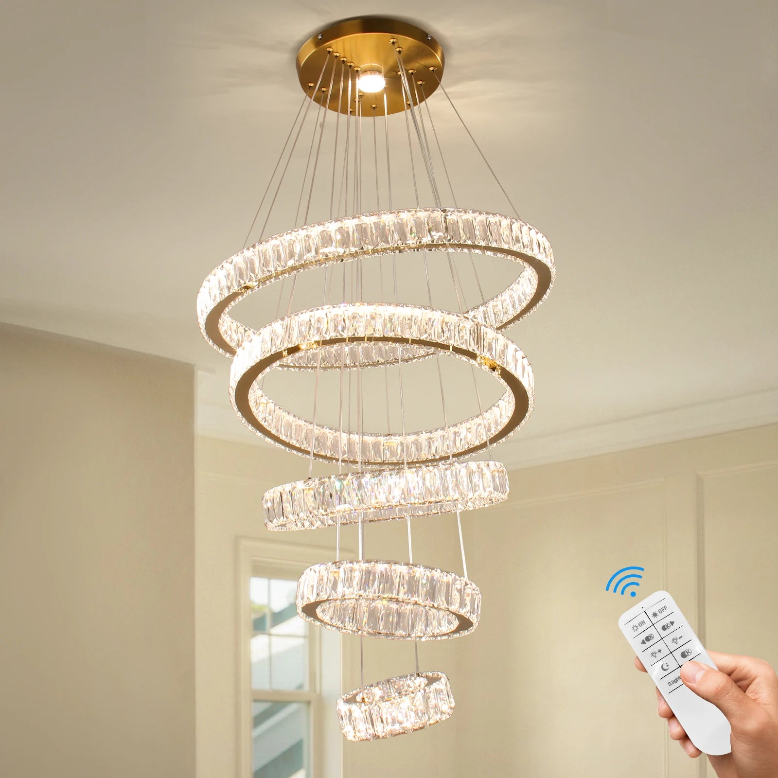 Living Room Light Hanging Chandelier Pendant Light Crystal LED Lamp Modern Luxury Crystal Chandelier