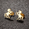 Wholesale Simple Fashion Mini Earrings Hypoallergenic Stainless Steel Earrings Multi-color Zodiac Horse Earrings Gifts for Women