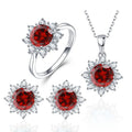GT 2022 Wholesale Red/Blue/Pink/Sapphire Stone Christmas Snowflake Jewelry Set Bridal Luxury Cubic Zirconia Jewelry Set
