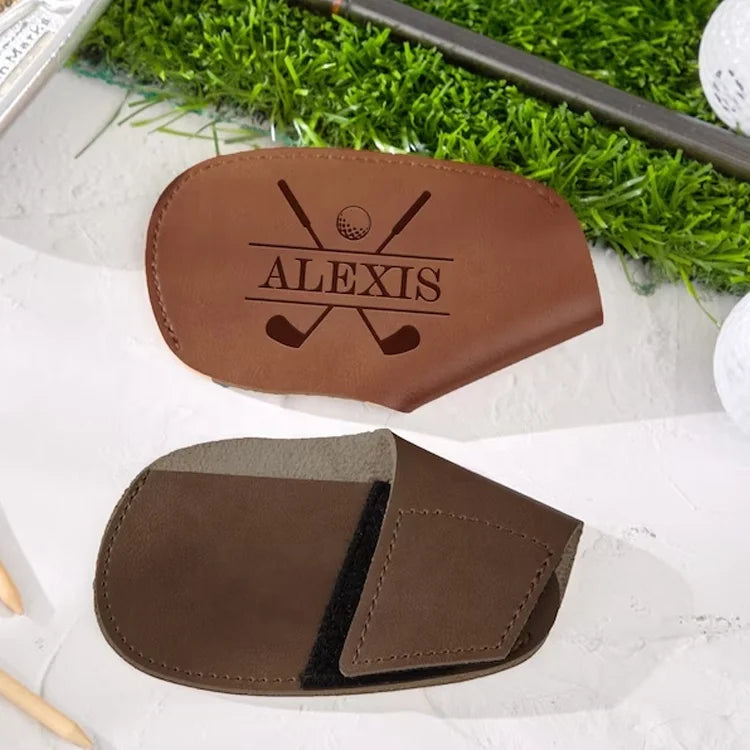 Practical Outdoor Sport Accessories Golf Iron Cover Solid Color Pu Leather Golf Head Covers