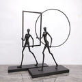 Retro Creative Carrying Frame Man Ornament Modern Simple Metal Character Ornament Home Decor Sculpture Ornament