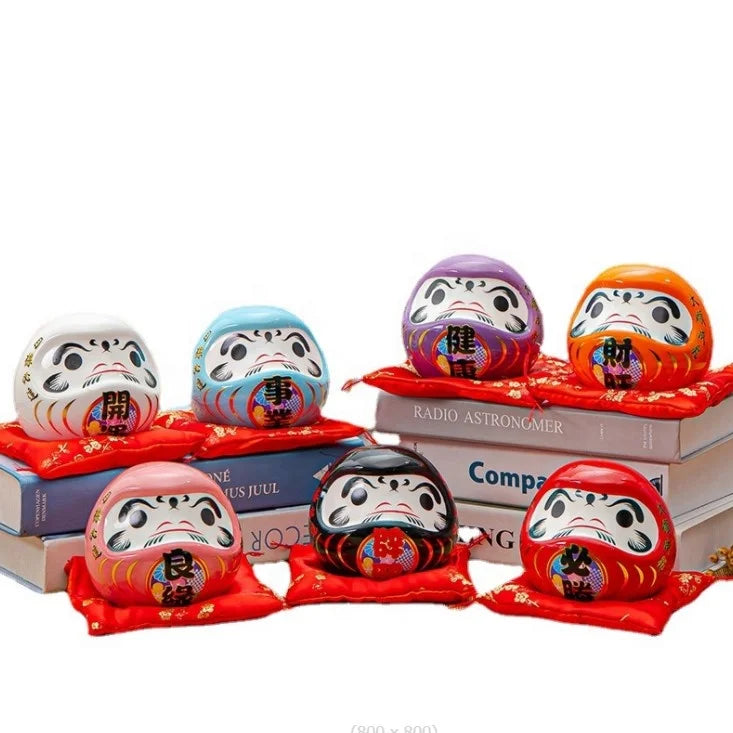 4.5 Inches Japanese Figurine Gift Fortune Daruma  Ceramic Lucky Piggy Coin Bank Maneki Neko for Business Opening