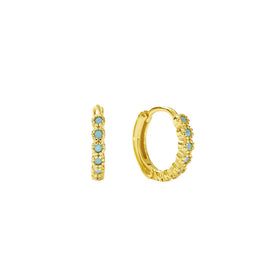 Nagosa Fashion 18k Gold Vermeil 925 Sterling Silver Jewelry Bezel Blue Cz Hoop Earrings