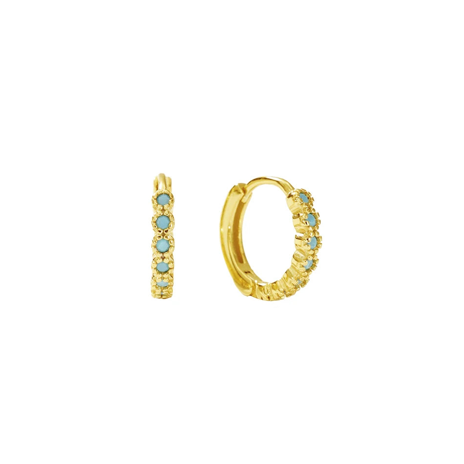 Nagosa Fashion 18k Gold Vermeil 925 Sterling Silver Jewelry Bezel Blue Cz Hoop Earrings