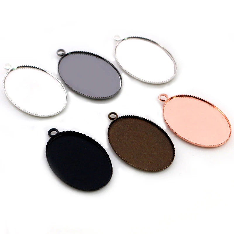 18x25mm High Quality 6 Colors Plated Copper Oval Tooth Cabochon Base Cameo Settings Cabochon Cameo Base Pendant Blanks MegaBDM