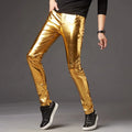 Mens Pants Latex Gold Leggings Shiny Clubwear Nightclub Party Outfits Disco Pants Leather Trousers