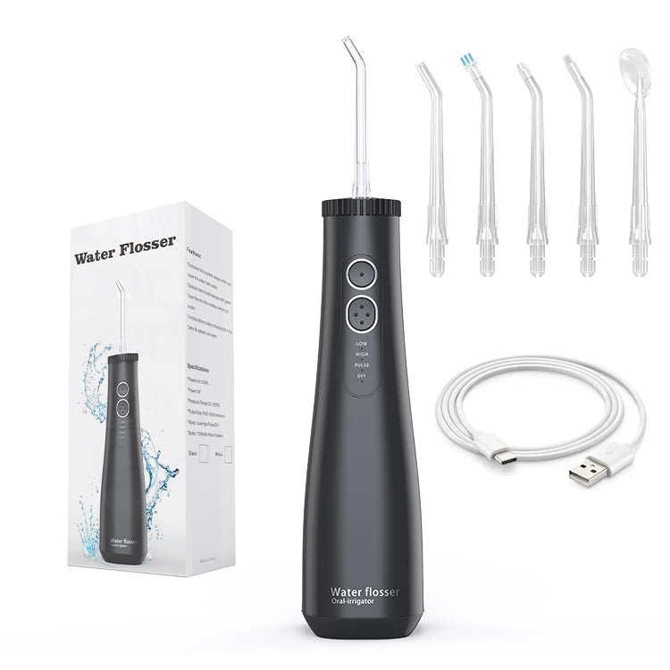 Baolijie Portable Ipx7 Waterproof Black Cordless Usb Rechargeable Electric Teeth Cleaning Dental Water Flosser Floss Jet