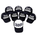 New GROOM & TEAM GROOM Men Wedding Baseball Cap Hat Black With Print Stag Do Party Hats