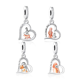 Fit Original Pan Charms Bracelet 925 Sterling Silver Girl and Dog Walk Together Bead for Women Jewelry Making