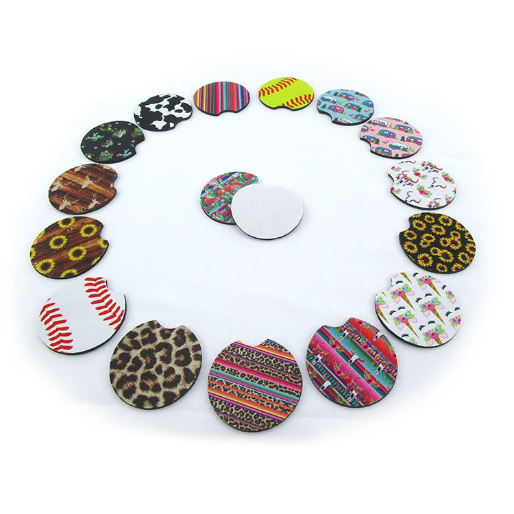 Sublimation Blanks Car Coaster Custom DIY Car Cup Holder Rubber Car Coasters