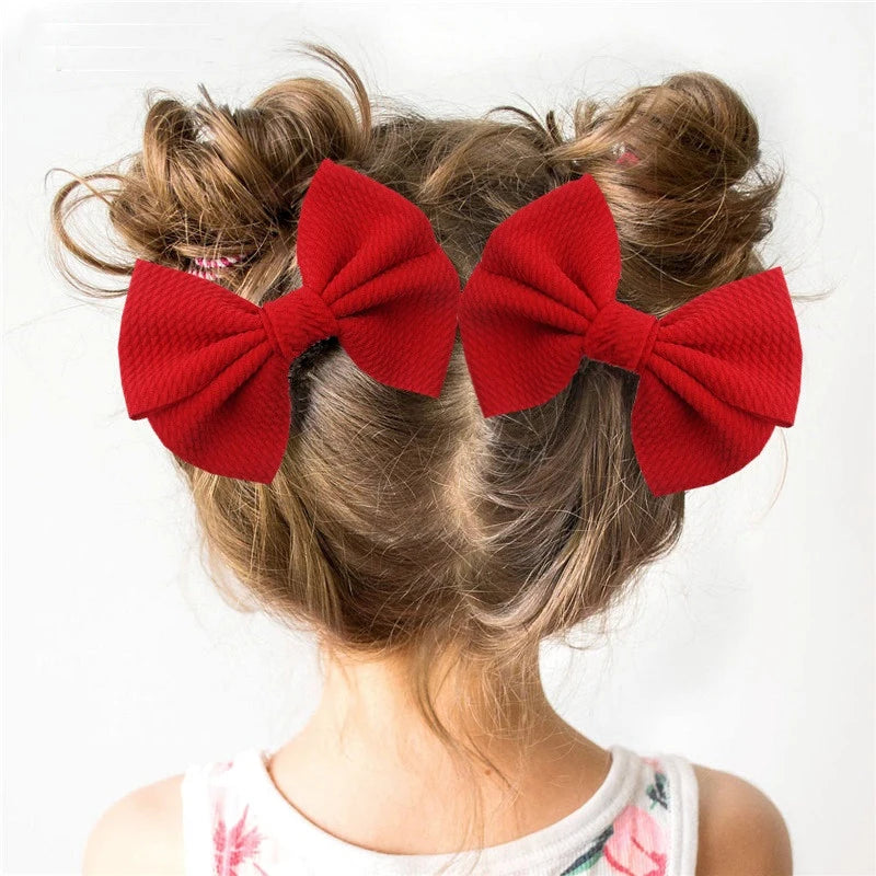 Baby Girls Waffle Bow Hair Clips Handmade Hairpin Boutique Kids Head Wear Accessories Children Hair Bows