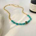 New Natural Stone Handmade Beaded Necklace Joyas De Acero Inoxidable Stainless Steel 18k Gold-plated Necklace