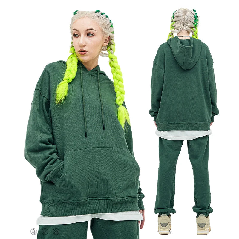 Premium Fleece Oversized 380g Hoodies 6 Colors No String Sweatshirts Hoody Plain Winter Cotton Boxy Hoodie for Men