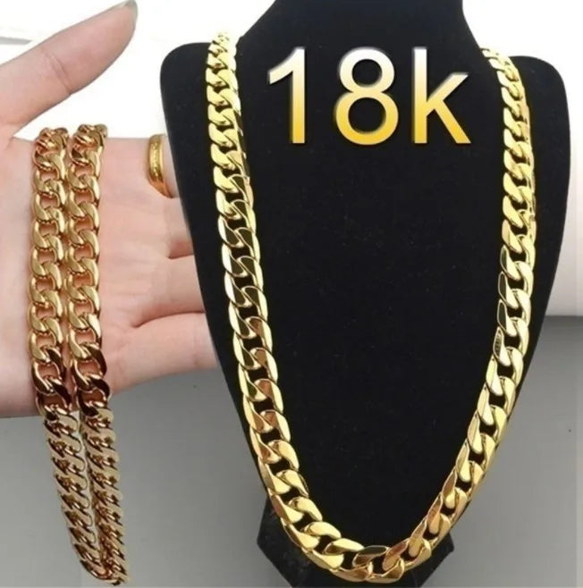 New Gold Jewelry Fashion Necklace 18K Gold Plated Men's 6MM Hip Hop Necklace