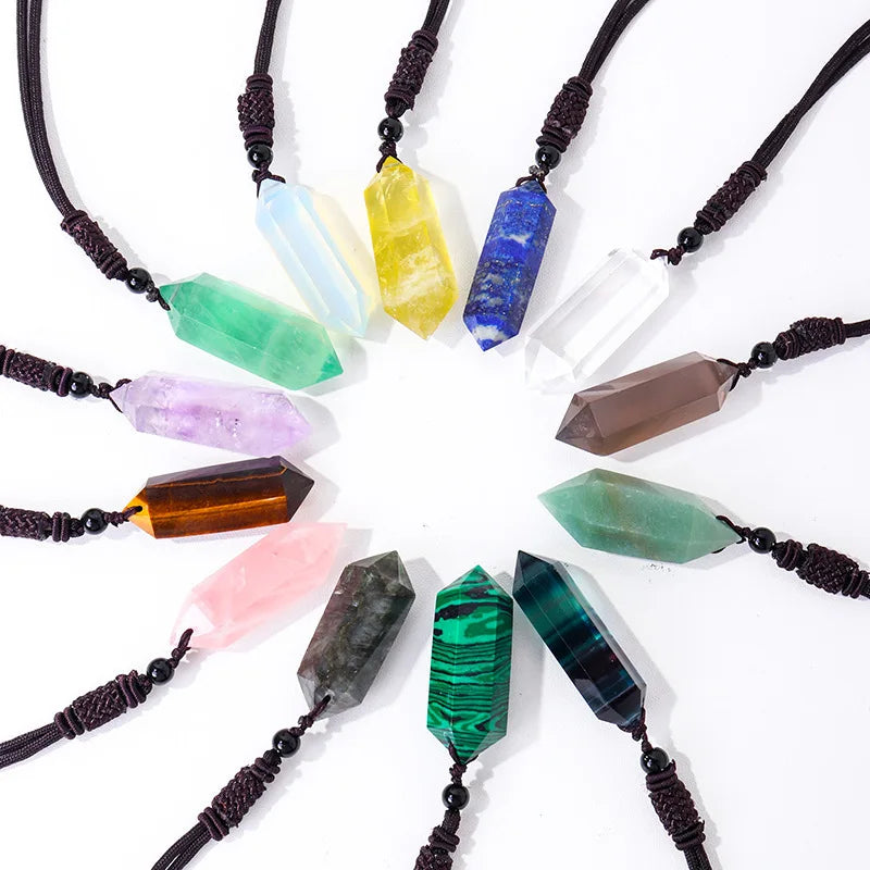 DIY HZ Bestone Crystal Amethyst Pendulum Healing Quartz Dowsing Point Pendant 7 Chakra Natural Stone Cone Pendant Pendulum