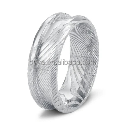 POYA 8mm Personalized Damascus Steel Ring Core Ring Blank Ring for DIY Birthday Gift Wedding Band Handcrafted Jewelry