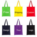 Custom Logo Printed Eco-Friendly Natural Cotton Canvas Tote Mini Bag Free Hanging Tags Optional Color Shopping Bag