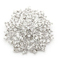 Alloy Silver Plated Rhinestone Round Brooch Wholesale Luxury Women's Suit Dress Accessory Flower Brooches Pin