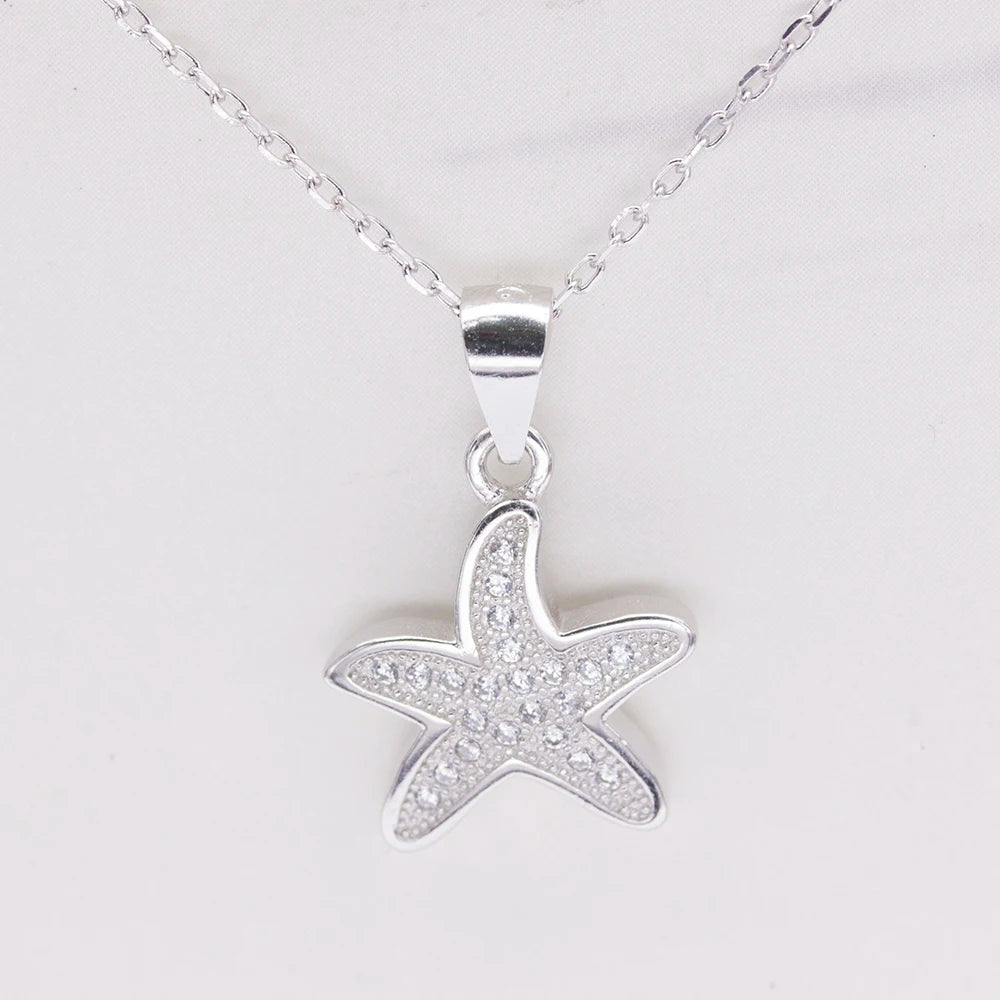 POLIVA Wholesale Fashion Jewelry 925 Sterling Silver Pendants 3A Cubic Zirconia Rhodium Plated Starfish Pendant