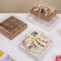 Wholesale Transparent Thick Kraft Paper Multi-palace Lattice Picnic Box Cupcake Box