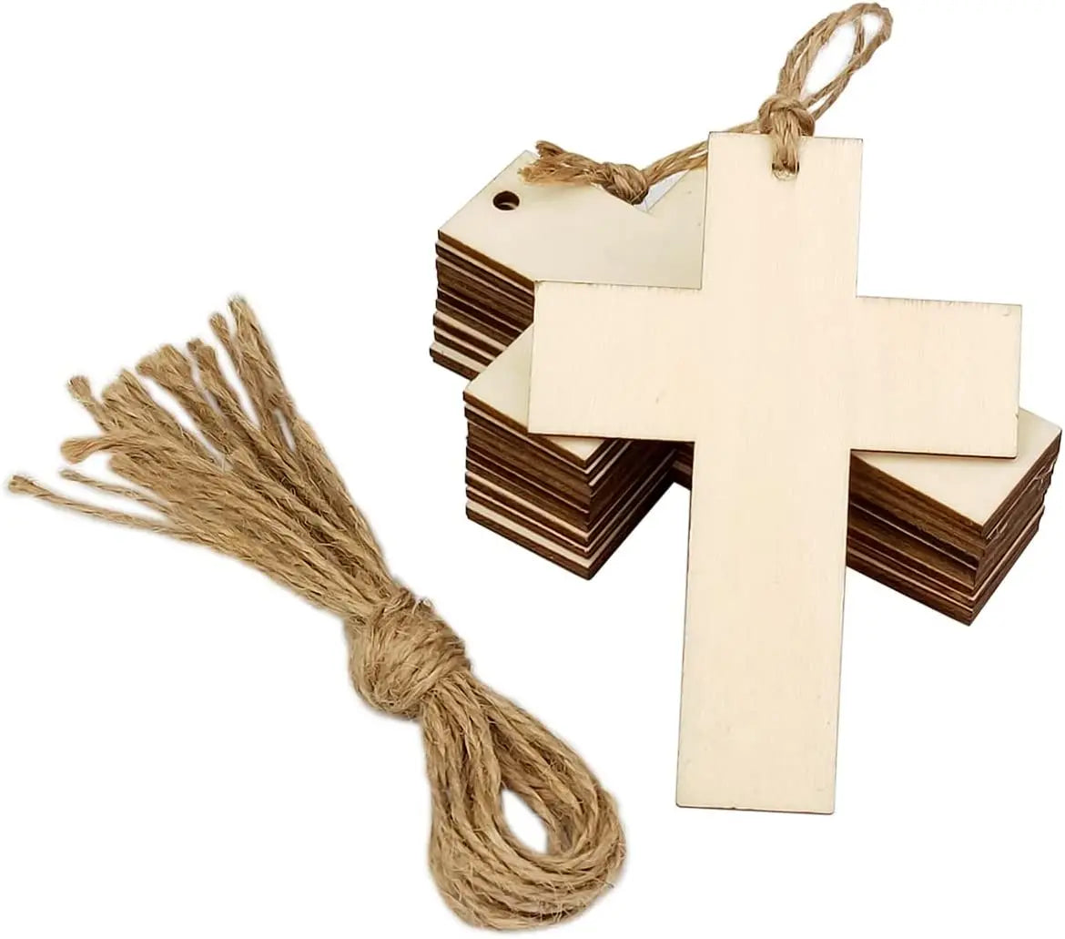 Tailai Unfinished Wood Cutout Cross Shaped Wood Pieces for Wooden Craft DIY Projects Sunday School Church Home Decoration.