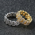 Iced Out Cubic Zirconia Cuban Ring Men Women Gold Plated Miami Cuban Link Chain Ring CZ Diamonds Finger Ring
