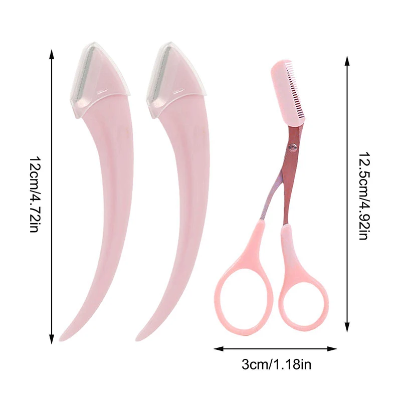 Women's Stainless Steel Makeup Tools Eyebrow Trimmer Scissors and Comb Beauty Scissors