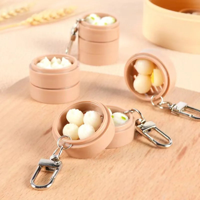 Simulation Food Steamer Key Chain Cute Pendant Environmentally Friendly ABS Mini Breakfast Pastry