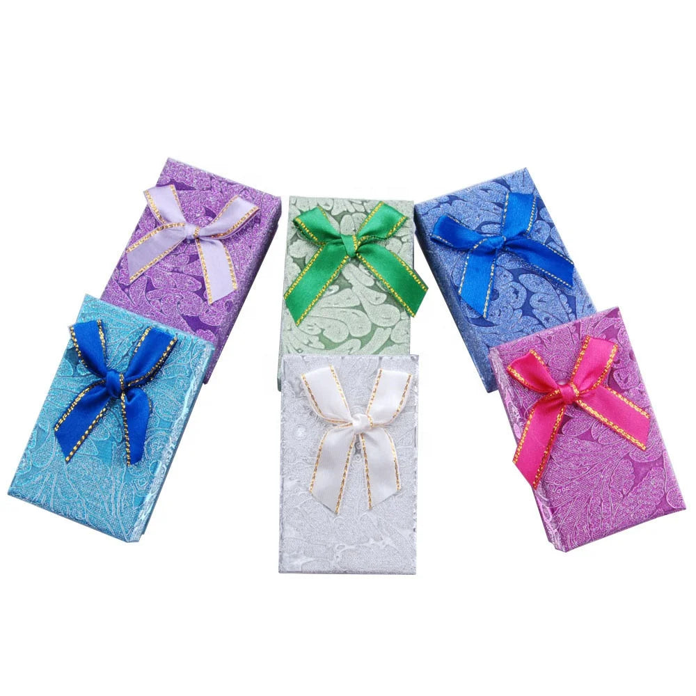 Luxury Matte Paper Pattern Necklace Jewelry Box butterfly Ribbon Matte Paper Ornament Box Gift Boxcar