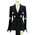Fashion Beading Sequin Elegant Coat & Blazer Dress Sequin Jacket Women Formal Office Women's Blazers With Belt