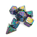Avengers Series RTS Rainbow Metal Dice 7 Pack Spider Web Carved Polyhedral DND Dice Iridescent Electroplating Metal RPG Dice Set