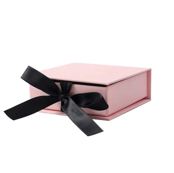 Private Label Book Shape Cardboard Jewellery Packing Ribbon Closure pink Jewelry Boxes