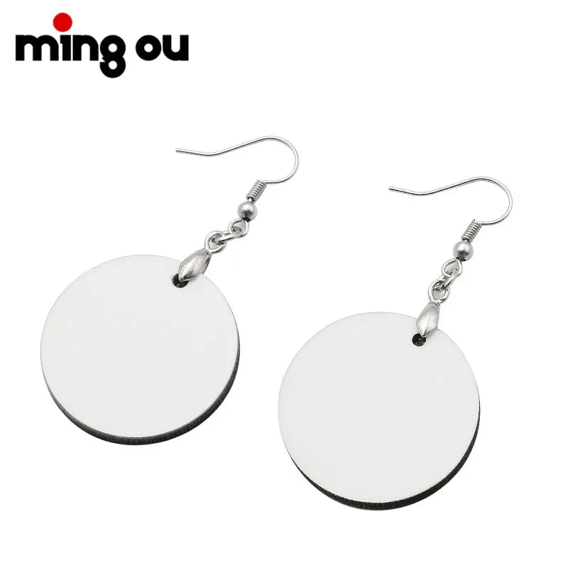 Sublimation Double-sided Round Heat Press Transfer MDF Earrings Jewelry with Customized Color & Logo for Promotion Gifts