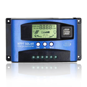 PWM 30A 40A 50A 60A 100A Charger Controller Dual USB LCD Display 12V 24V Auto PV Voltage Solar Cell Panel Charger Regulator Load