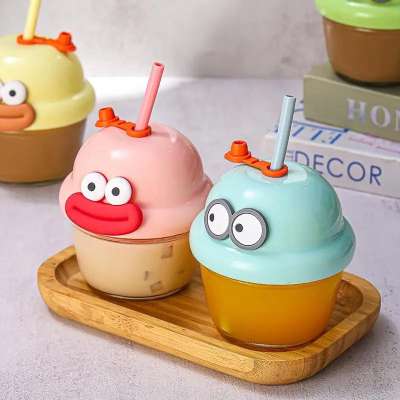 Unisex Dundun Cup Mini Glass Milk & Coffee Cup With High Color Value Cute Wind Suction Cup for Drinking for Boiling Water