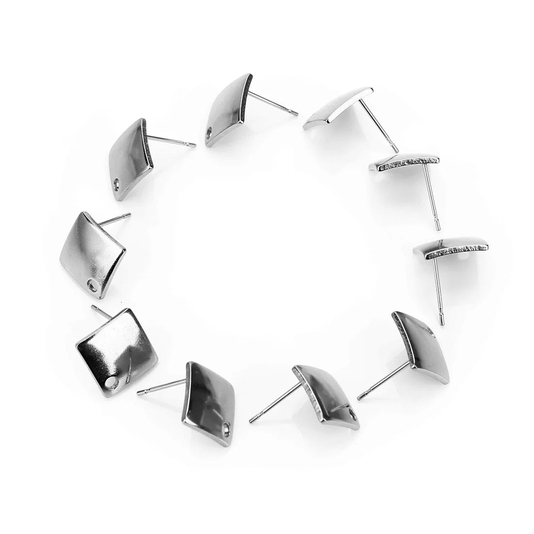 Square Shape Stainless Steel Earring Fittings Making Accessories for Custom Connectors Jewelry Findings & Components