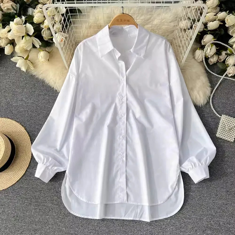 One Size New Korean Version of Lazy Style Design for Spring and Autumn Mid Length Sun protection Shirt