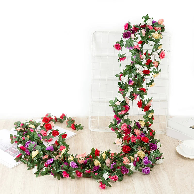 M10 Artificial Flower Peony Flower Rattan 45 Roses Rattan Wedding Decoration Ceiling Wall Hanging Flower Rattan