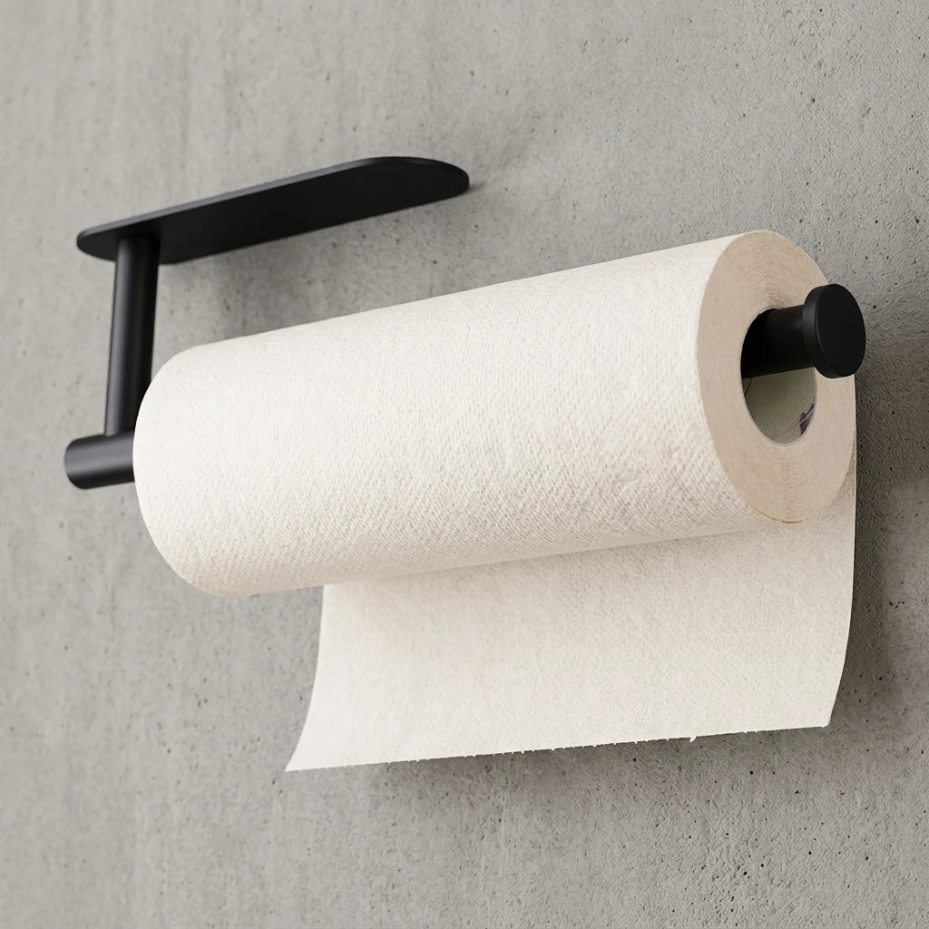 Matte Black Toilet Paper Roll Holder Wall Mounted Manual Press Pump Container for Hotel Bathroom & Washroom Vanity