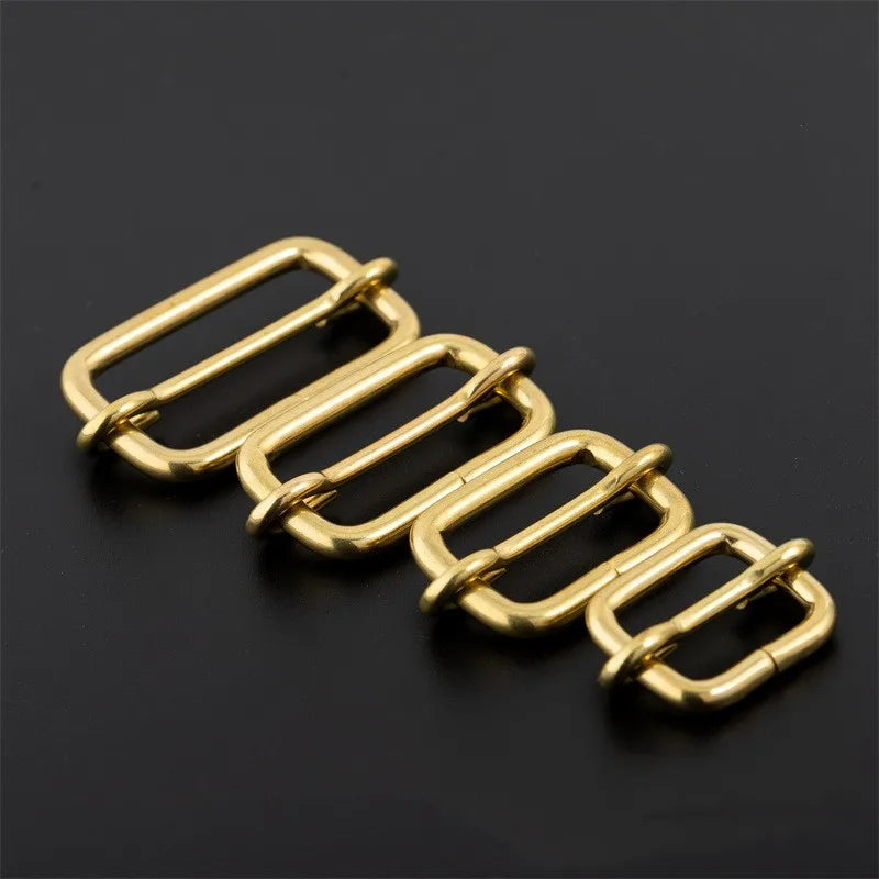 Tri-glides Ring Solid Brass Buckle Slider Sliding Center Bar Strap Adjuster Eco-friendly Customized Color Custom Logo Bag