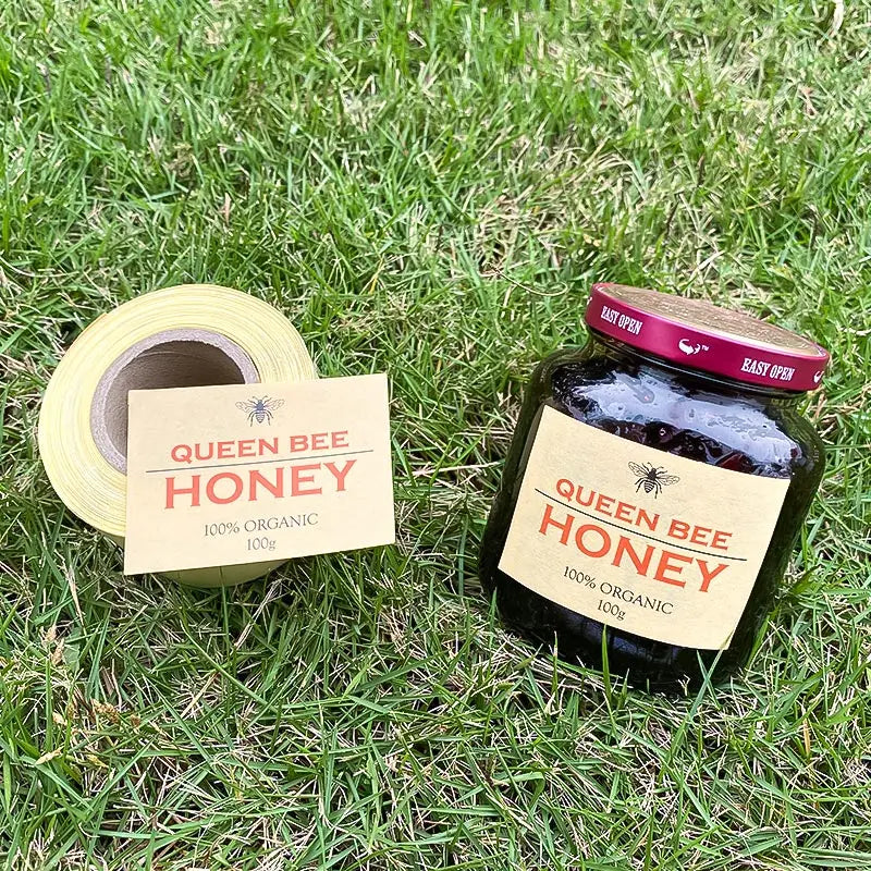 Supermarket Waterproof Bee Honey Laminated Digital Custom Packaging Label Sticker