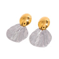 Women's Stainless Steel Plated 18K Gold Silver Color Matching Oval Smooth Fishtail Earrings Fashion Jewelry Accessories Parties