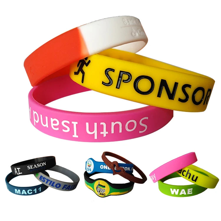 Custom Molded Silicone Bracelet Personalized  Logo Silicone Wristband for Kids Boys Men Non-Toxic Factory Direct Supply