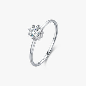 925 Sterling Silver Fine Jewelry Shining Exquisite Classic Clear 4mm Cubic Zirconia Simple Ring for Women Promise Ring